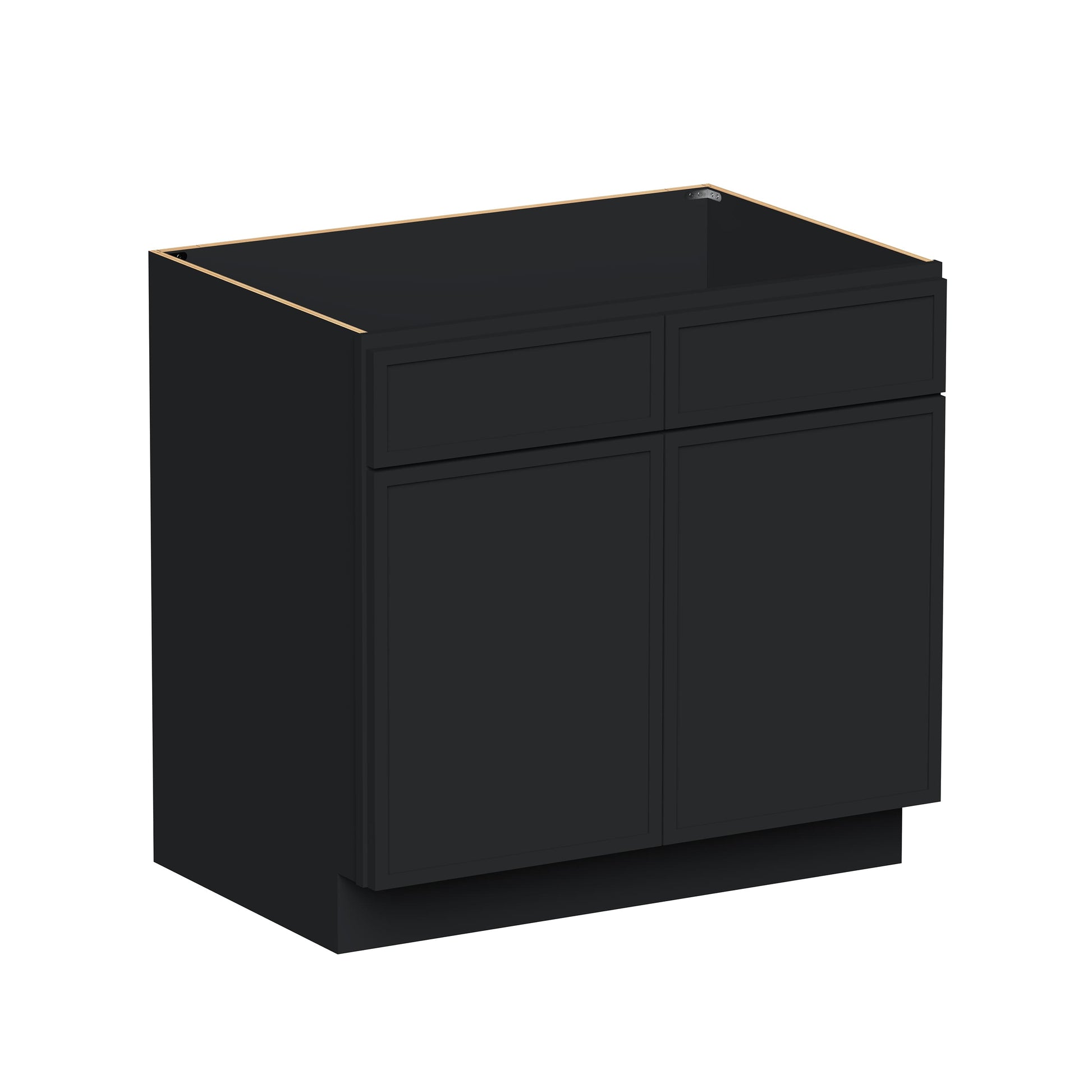 Slim Ebony Black Shaker RTA 30"/36"W x 34.5"H x 24"D Sink Base Cabinet with 2 Doors