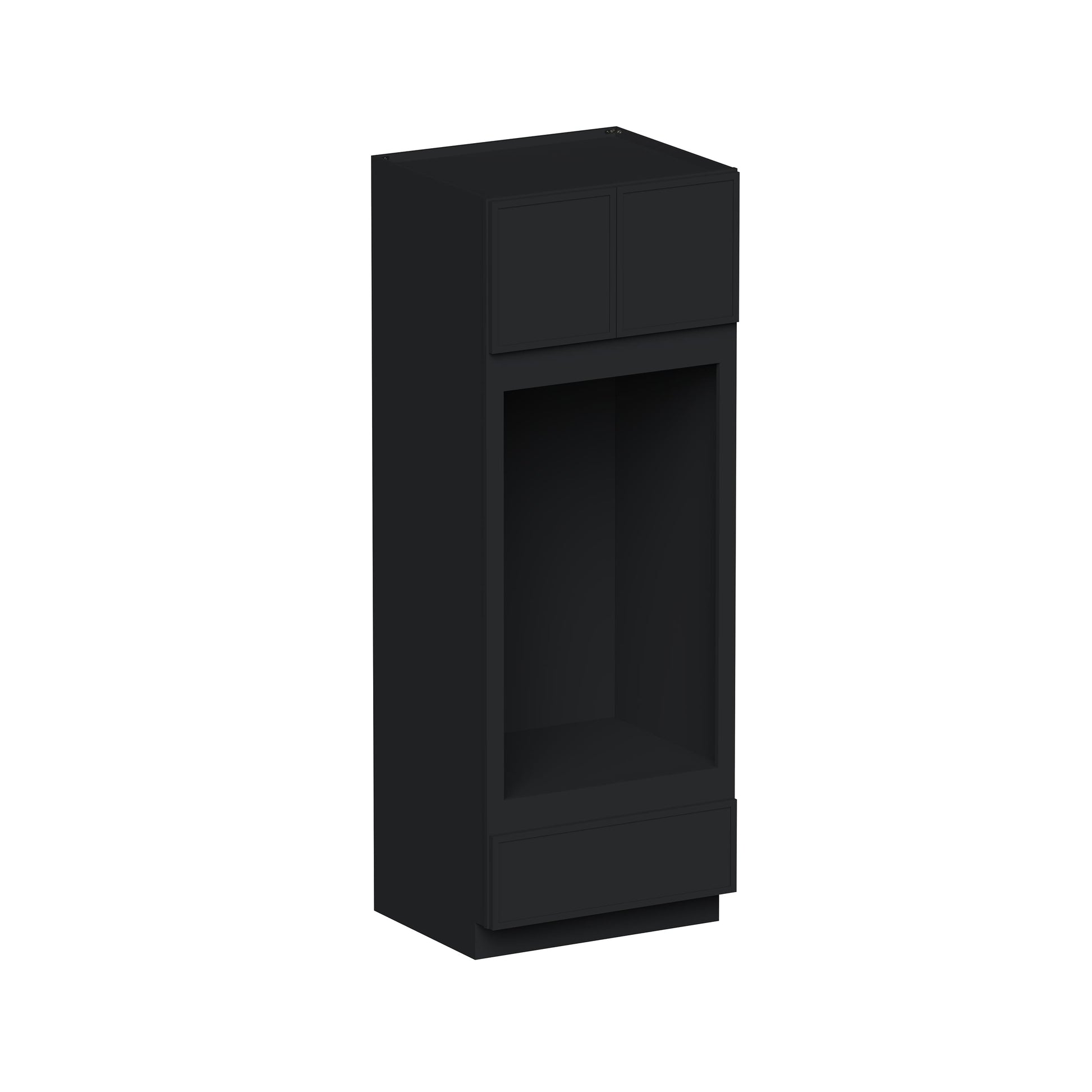 Slim Ebony Black Shaker RTA 33"W x 84"/90"/96"H x 27"D Double Oven Cabinet with 1 Drawer and 2 Doors