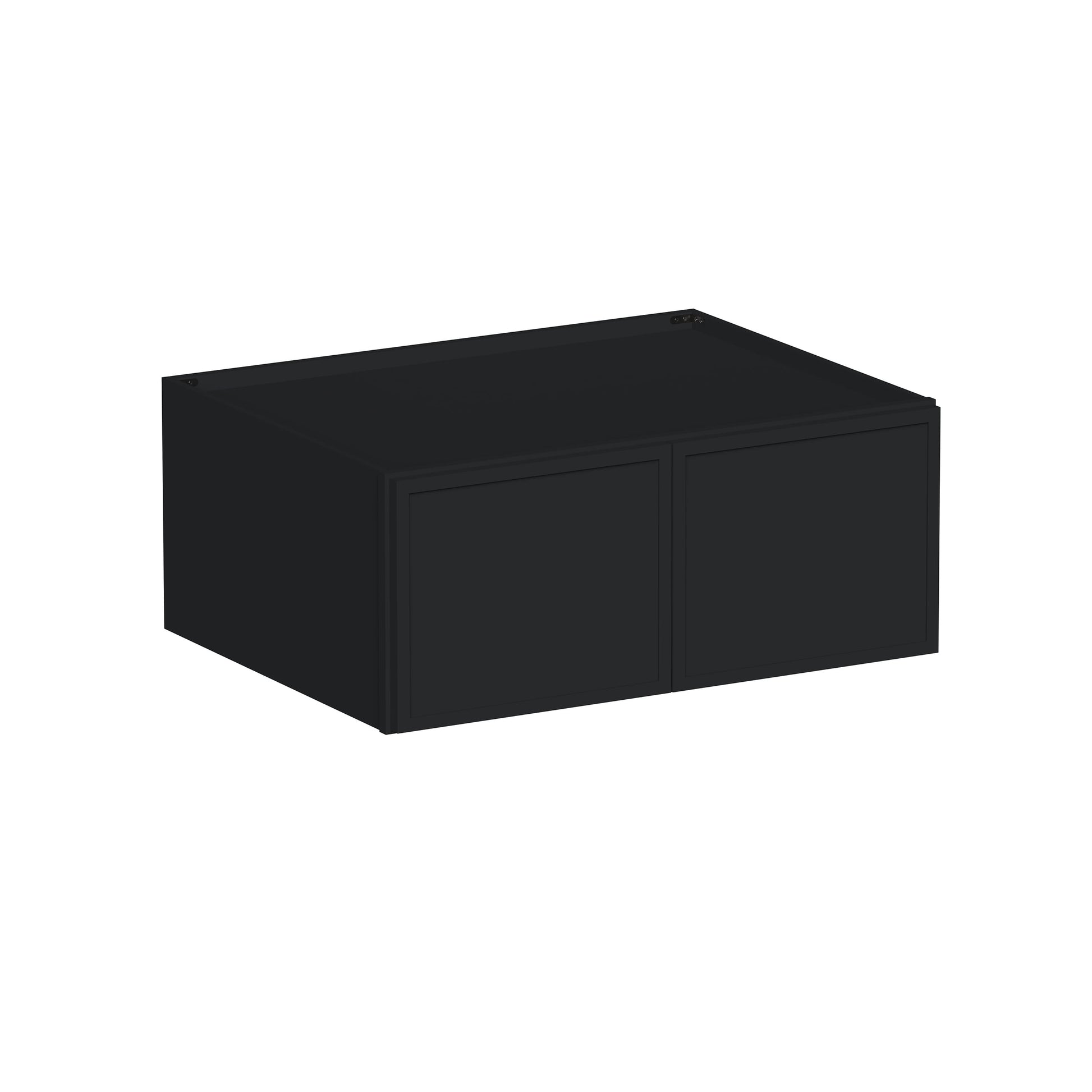 Slim Ebony Black Shaker RTA 36"W x 12"/15"/18"/24"H x 27"D Deep Wall Cabinet with 2 Doors