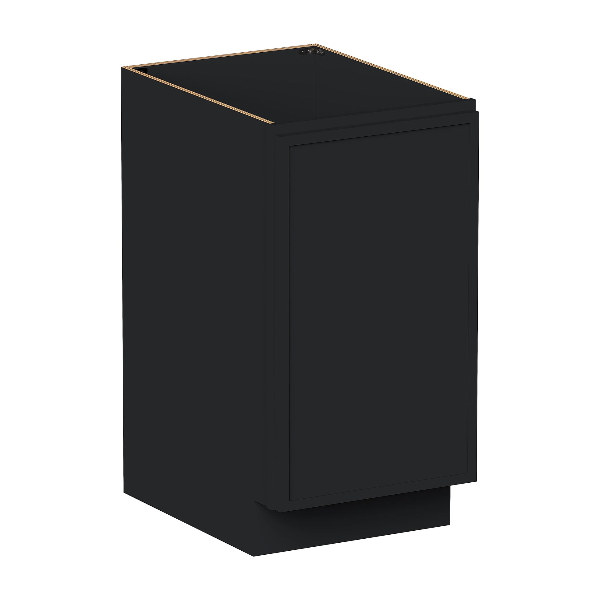 Slim Ebony Black Shaker RTA 9"/18"/21"W x 34.5"H x 24"D Full Height Door Base Cabinet with Single Door