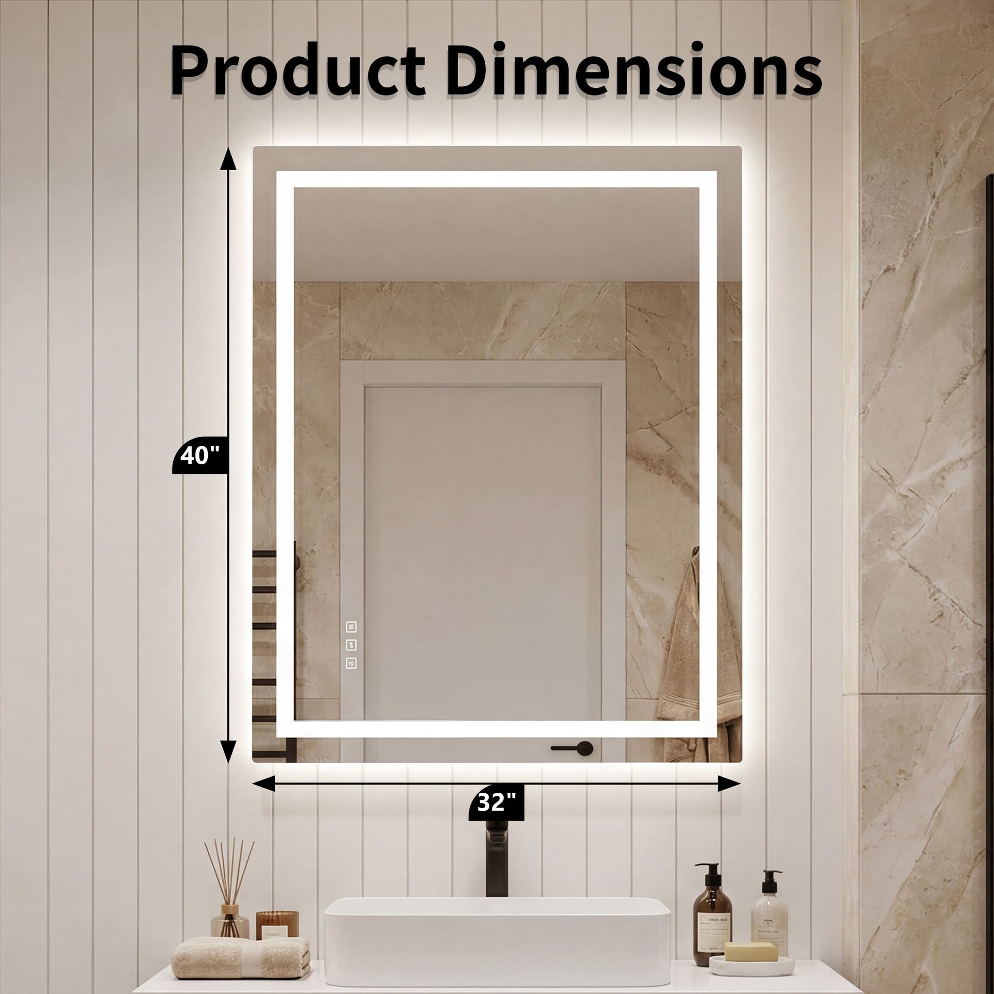 Dual Lighting LED Bathroom Mirror with Touch Dimming, Anti Fog