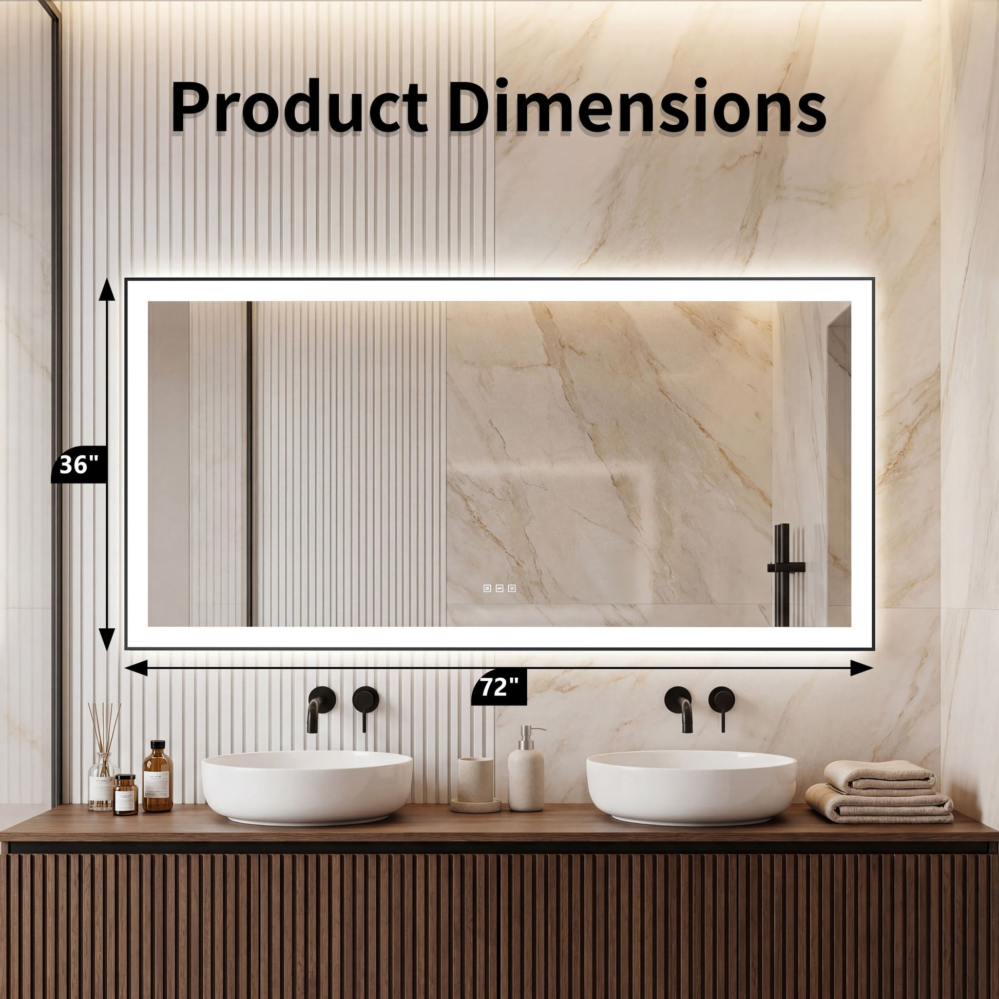 Dual Frame Layers LED Bathroom Mirror with Dual Light Strips
