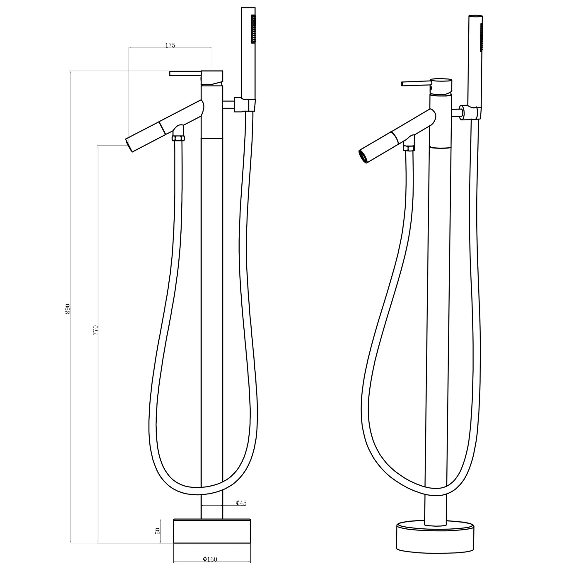 Freestanding Single-Handle Bathtub Faucet with Hand Shower-CASAINC
