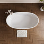 65" Modern Stone Resin Soaking Tub with Ergonomic Design & Copper Pop-Up Drain