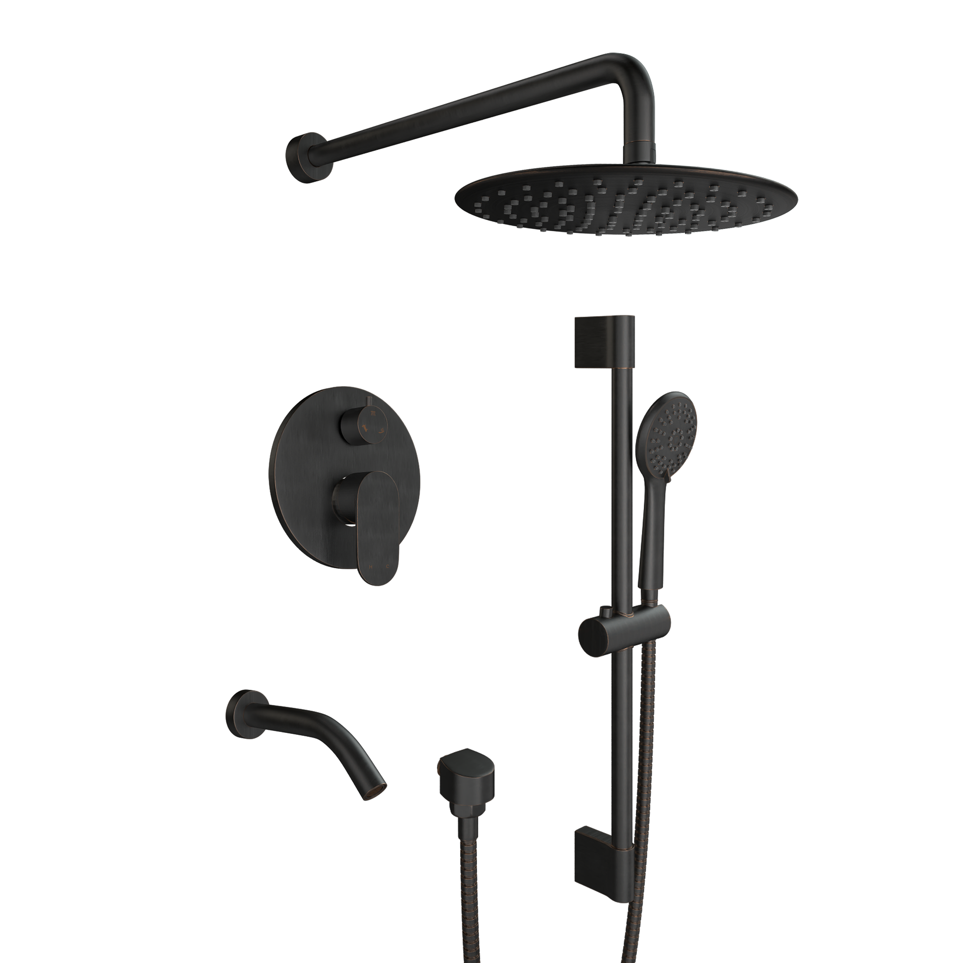 9" 3-Function Shower Faucet Set with Tub Spout & Slide Bar
