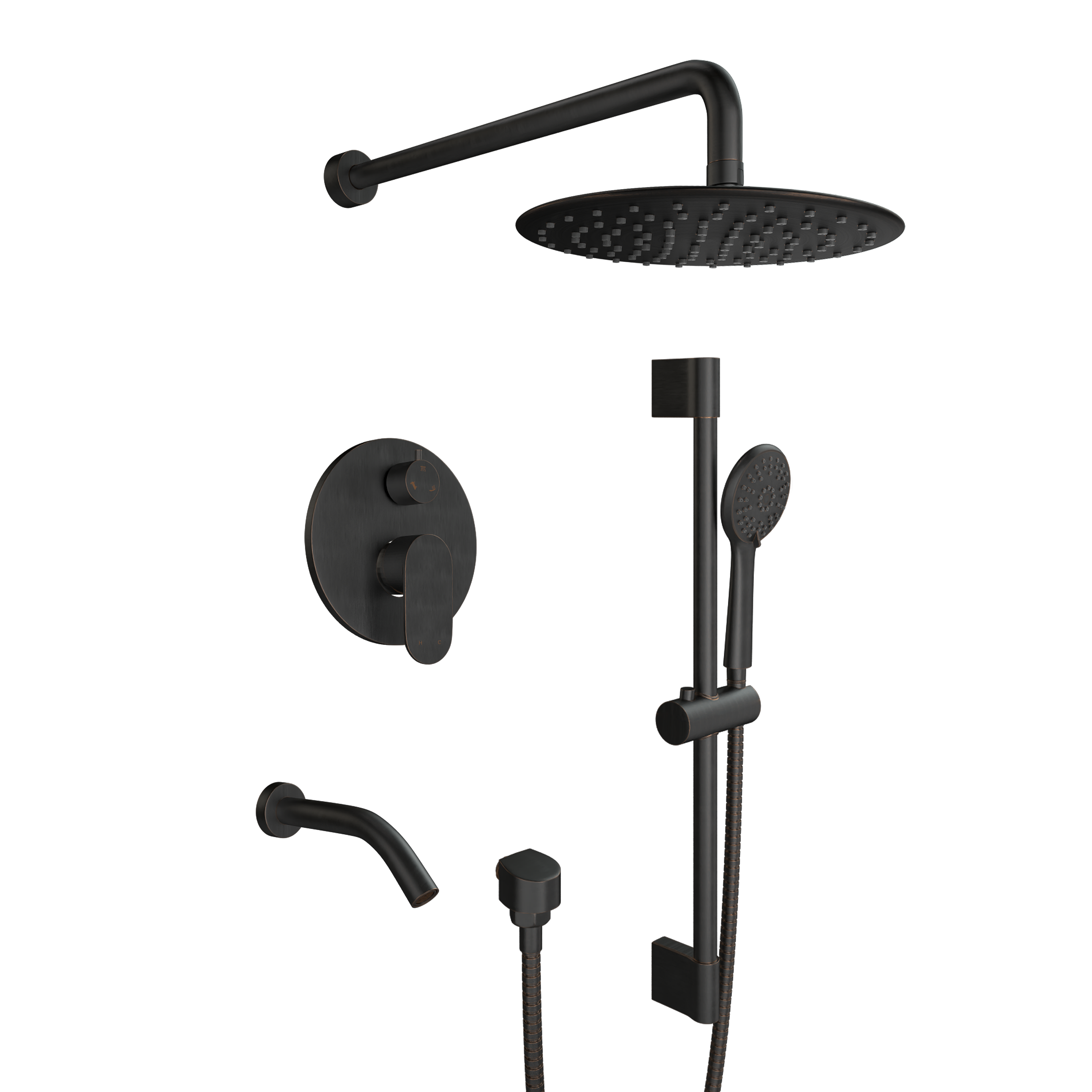 9" 3-Function Shower Faucet Set with Tub Spout & Slide Bar