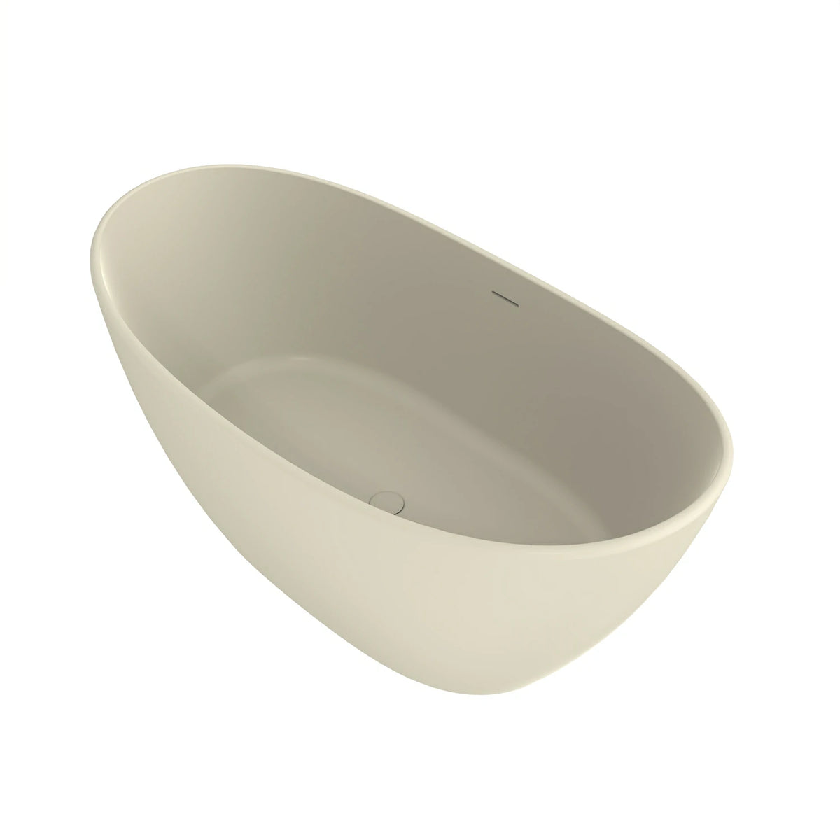 61" Solid Surface Freestanding Soaking Bathtub for Small to Medium Bathrooms