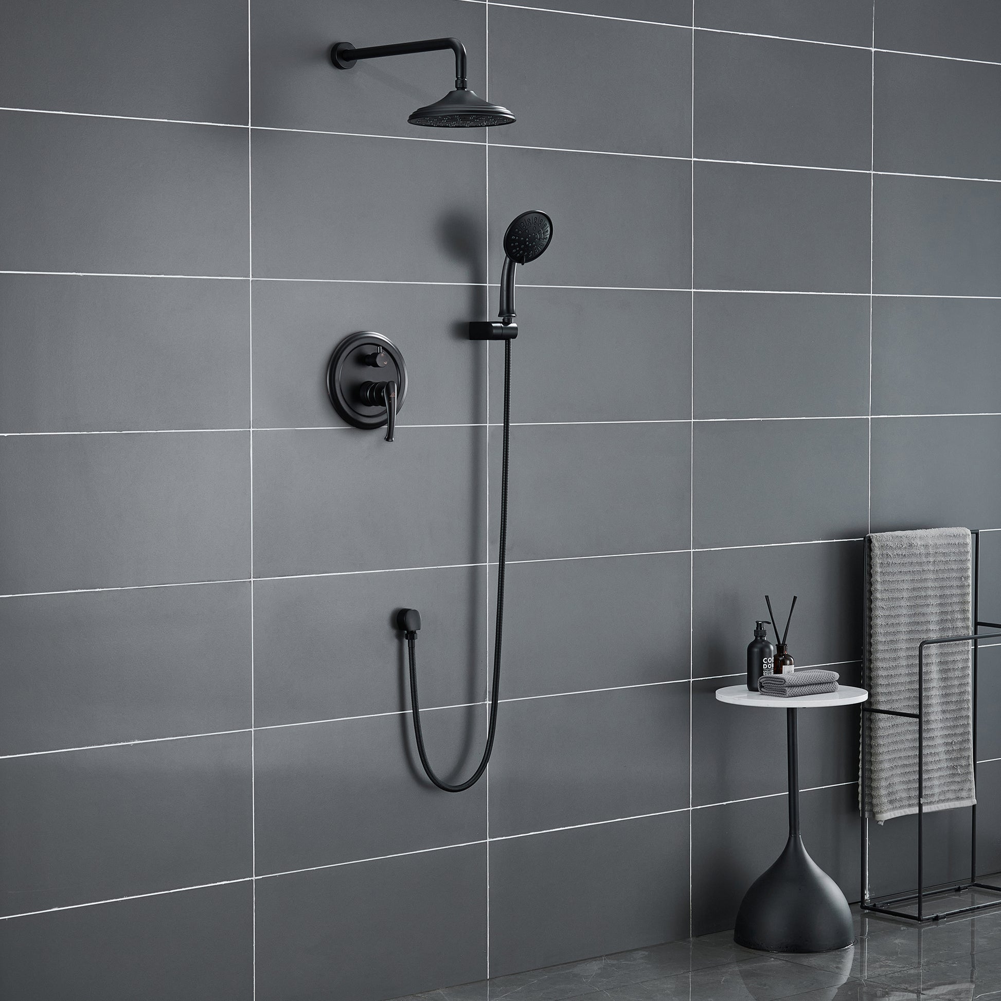 8.3" Wall-mounted Rain Shower System with Handheld & Valve Included