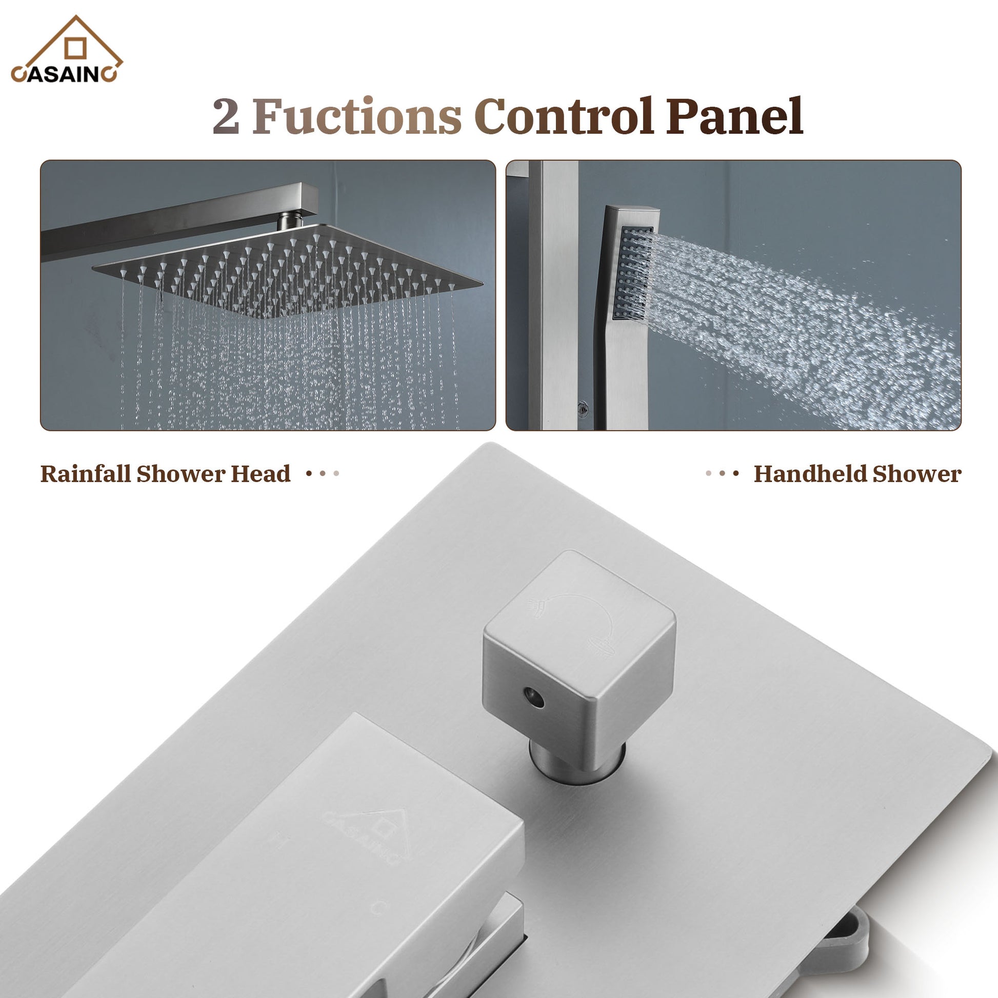 10" Wall Mount Rain Shower Shower System With Hand Shower & Slide Bar