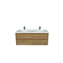 60" Wall-mount Double Sink Bathroom Vanity with Marble Top