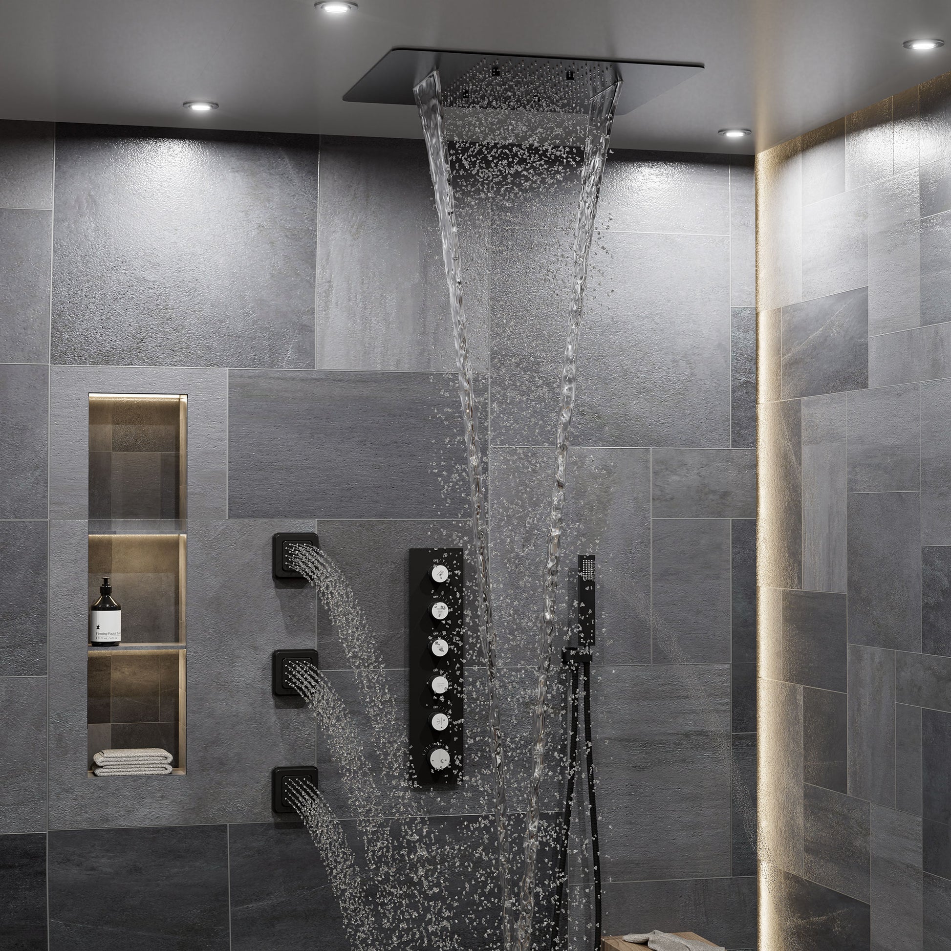 20*24'' Rectangle Shower System With 4 Sprays Modes & 3 Body Jets