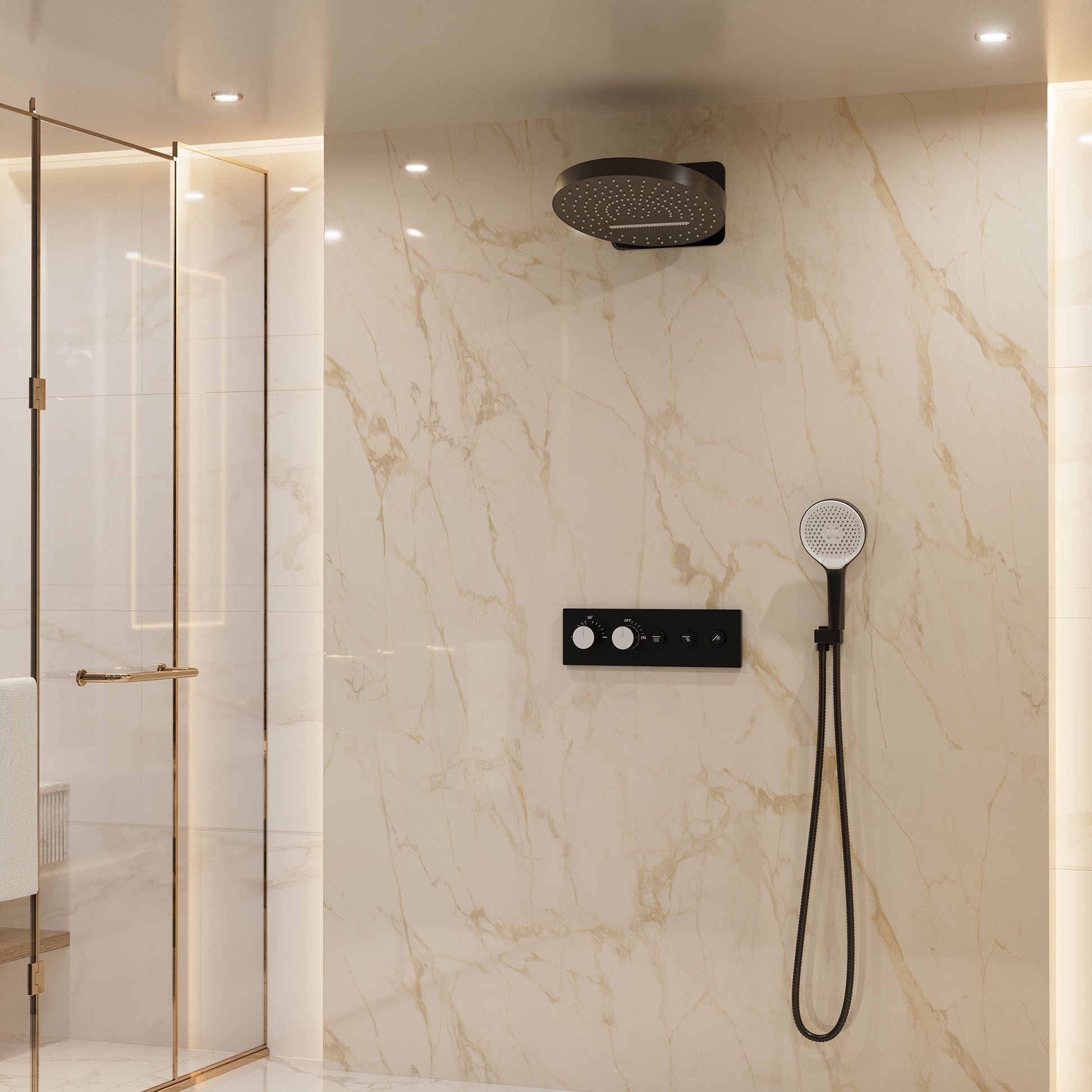 16'' Round Rainfall Multifunctional Shower System With 3-Spray Modes