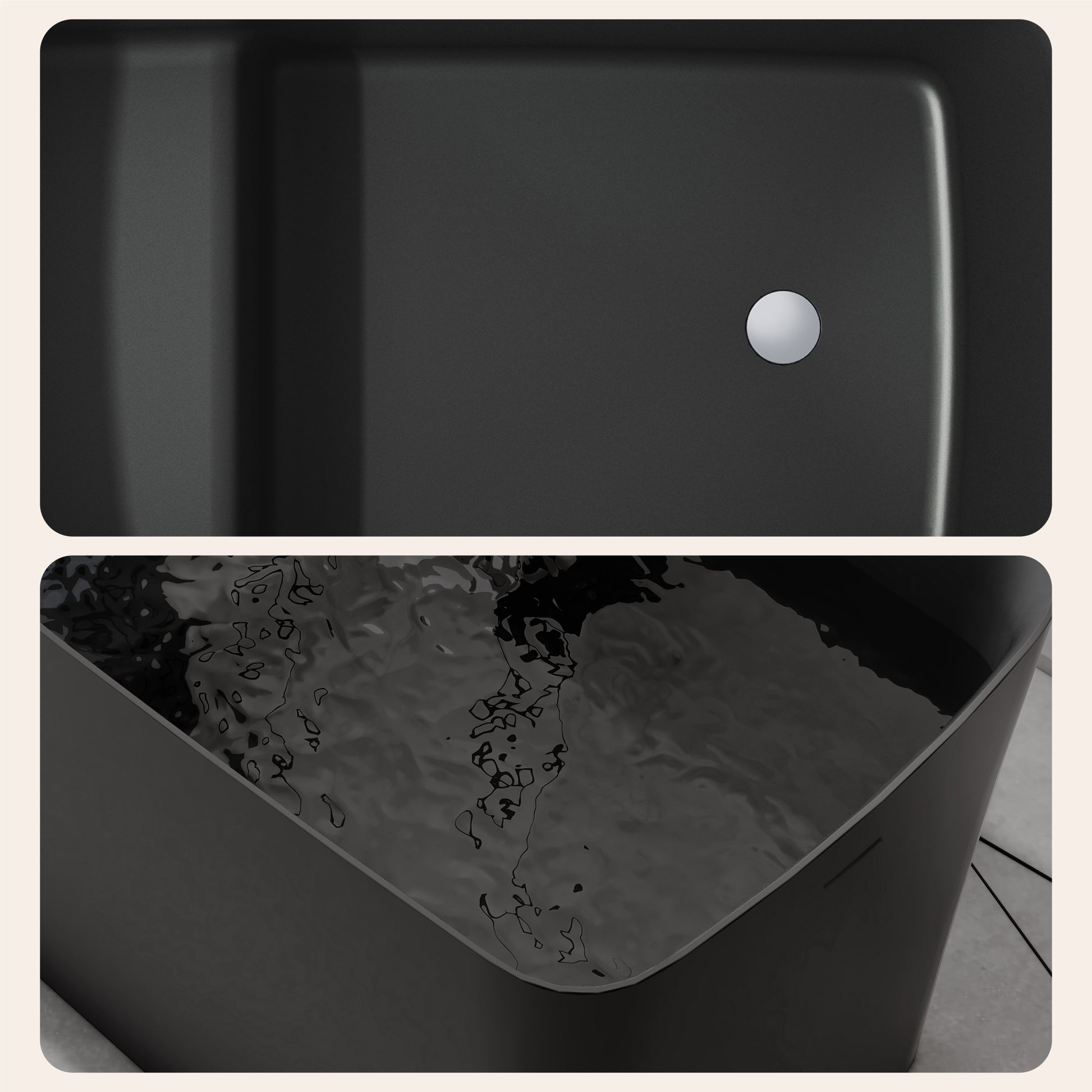 47" Compact Solid Surface Freestanding Bathtub with Mini-Seat Design