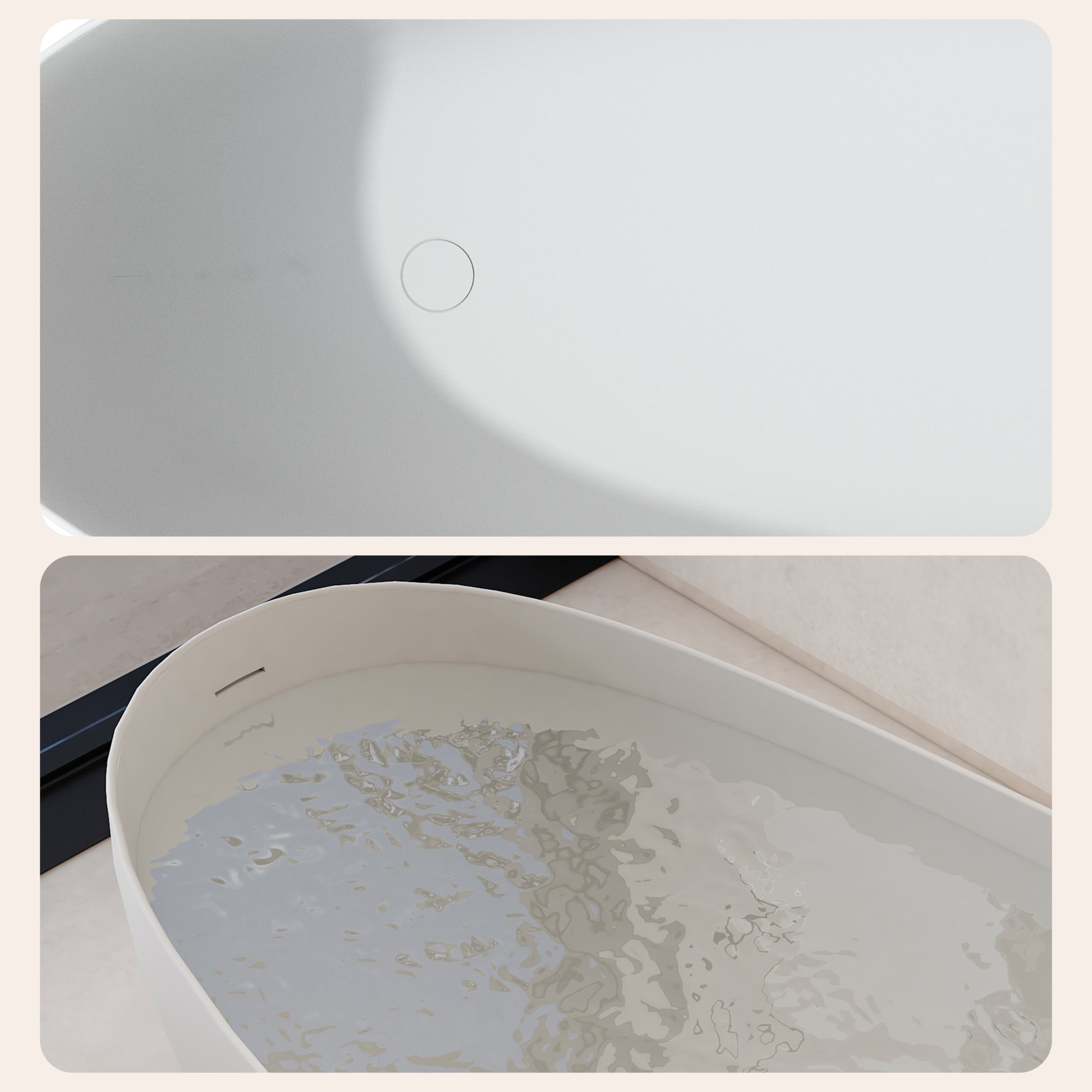 63" Solid Surface Freestanding Soaking Bathtub with High Backrest