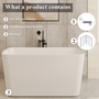 49" Acrylic Freestanding Japanese Soaking Hot Tub with Overflow and Drain
