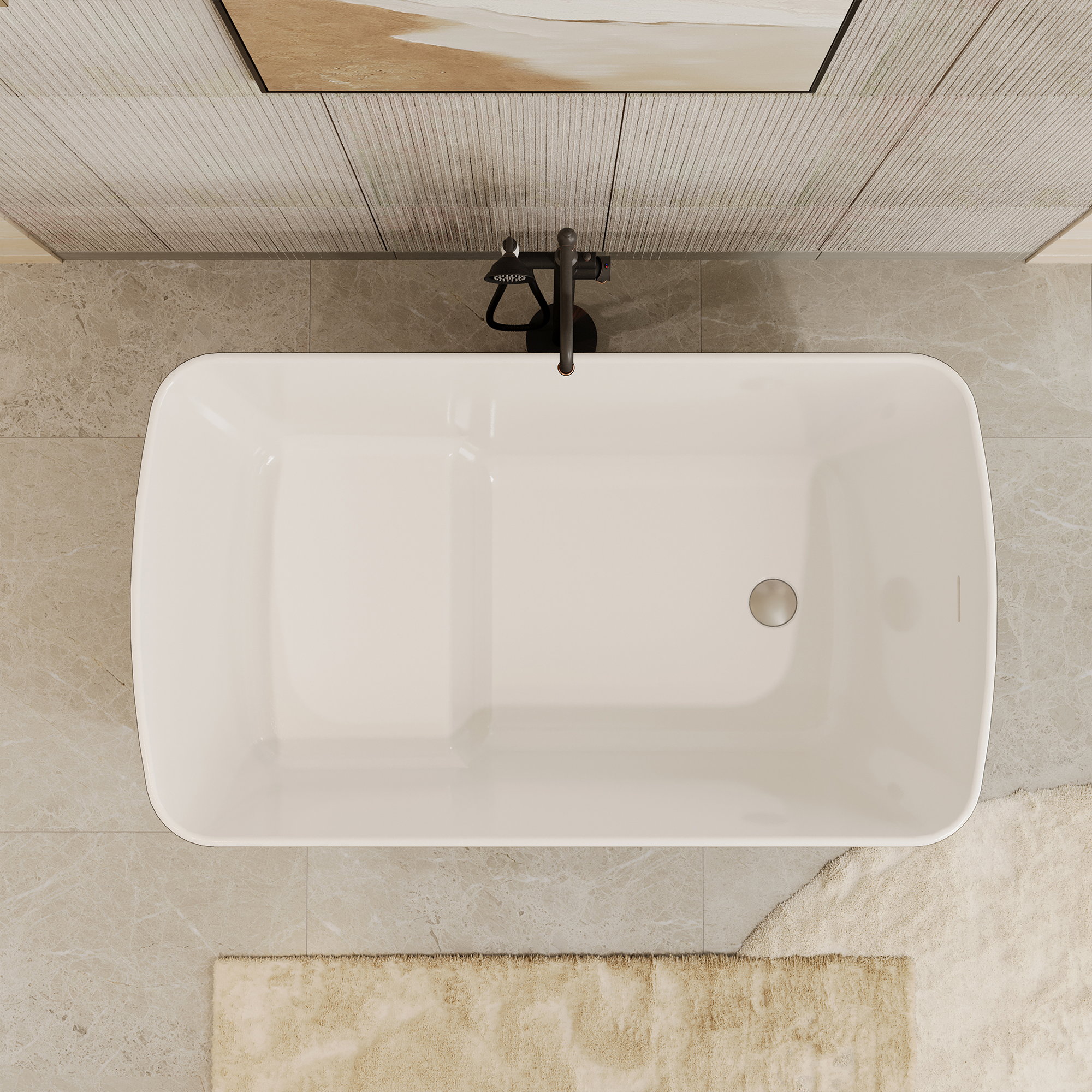 49" Acrylic Freestanding Japanese Soaking Bathtub with Sit-In Design