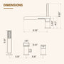 Single-Handle 3 Holes Waterfall Bathtub Filler Faucet with Hand Shower