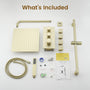 12-inch 3-Function Thermostatic Rain Shower System with Body Jets & Slide Bar