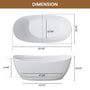 63" Freestanding Solid Surface Stone Bathtub with Symmetrical Moon Design