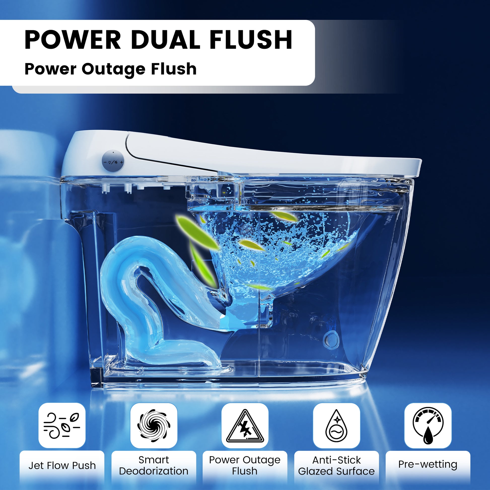 Antibacterial Ceramic Smart Bidet Toilet with Heated Seat & Built-In Deodorizer