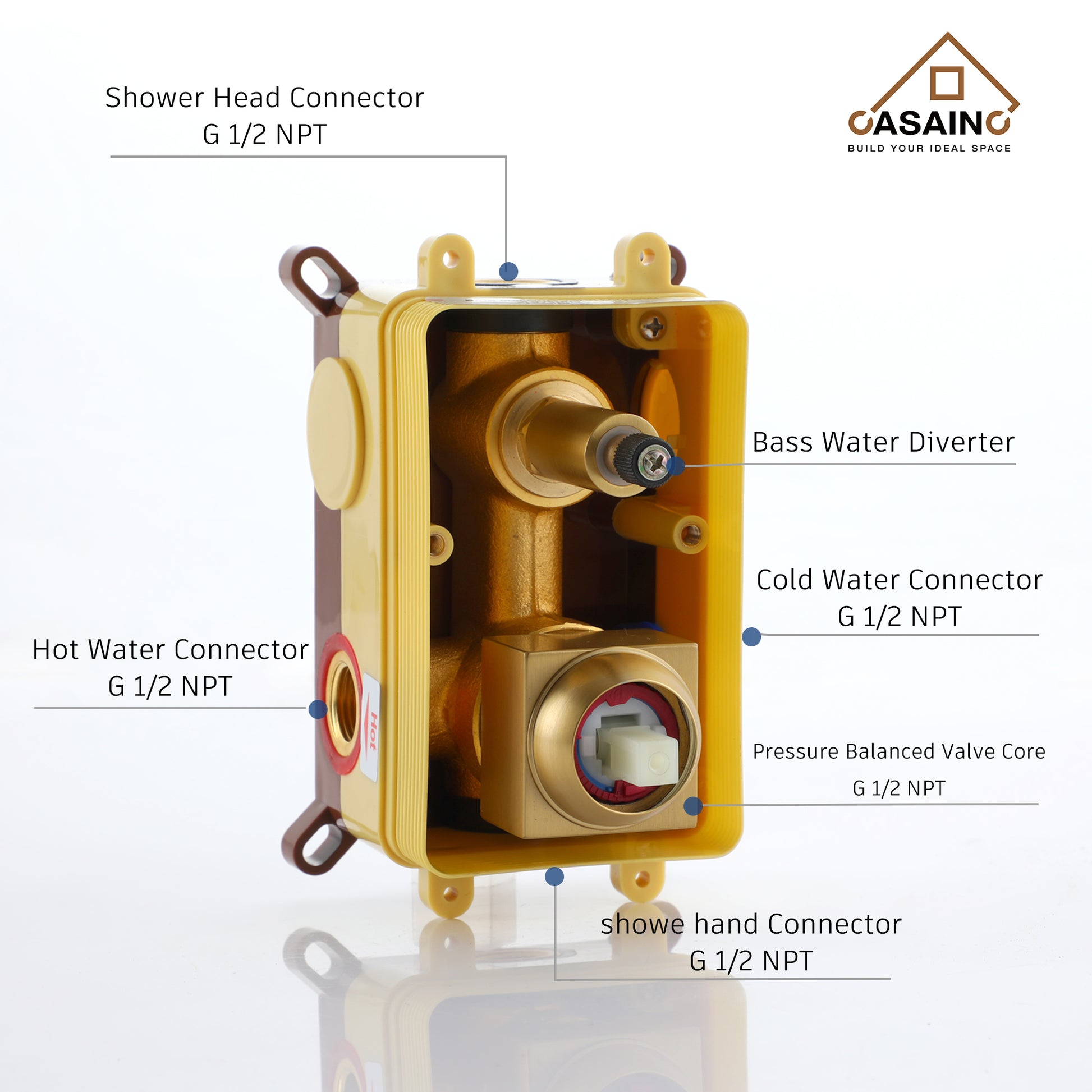 CASAINC 2-Spray 22-In Wall Mounted Shower System With Handheld Shower Hand
