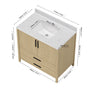 24"/36" Single Sink Bathroom Vanity with Light Natural Wood & Marble Top