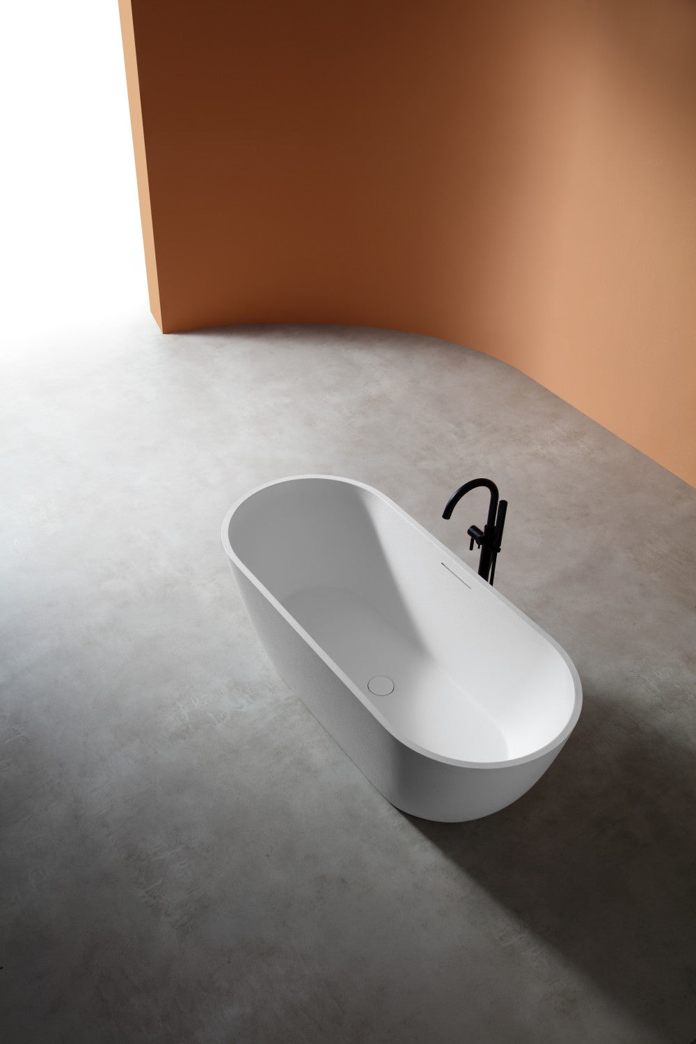 70" Freestanding Soaking Bathtub, Lightweight Fiberglass Composite with Matte Gel Coat Finish, Center Drain
