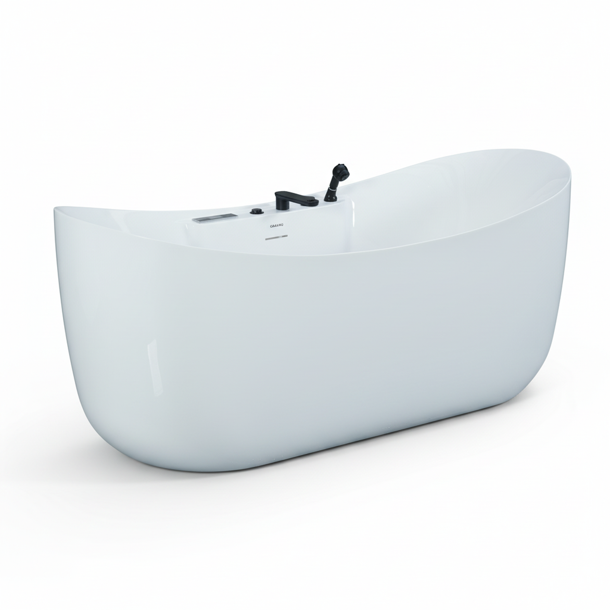 71" Freestanding Oval Acrylic Whirlpool Tub with Air Massage, Chromotherapy Lighting & Constant Temperature Heater