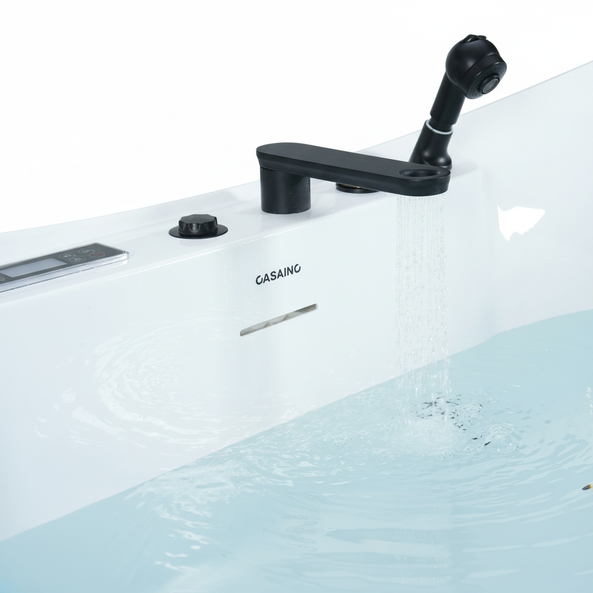 71" Freestanding Oval Acrylic Whirlpool Tub with Air Massage, Chromotherapy Lighting & Constant Temperature Heater