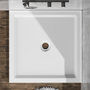 36" x 36" White Double-Threshold Shower Base with Center Drain, Anti-Slip Acrylic Shower Pan