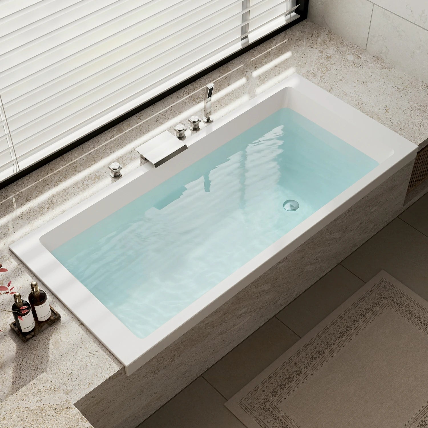 71" Solid Surface Alcove Deep Soaking Bathtub with Matte White