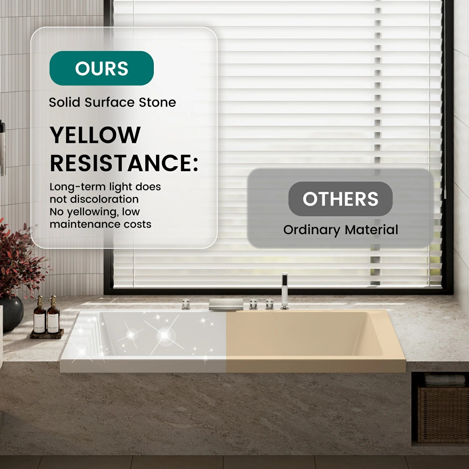 71" Solid Surface Alcove Deep Soaking Bathtub with Matte White