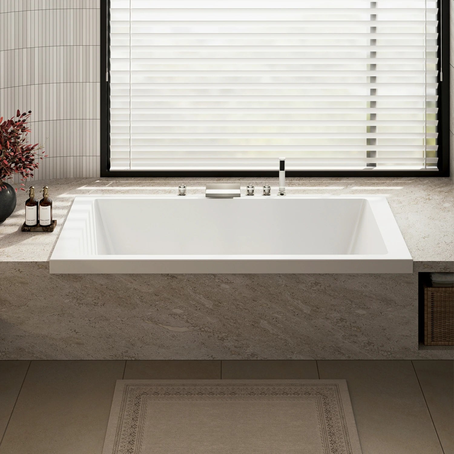 71" Solid Surface Alcove Deep Soaking Bathtub with Matte White