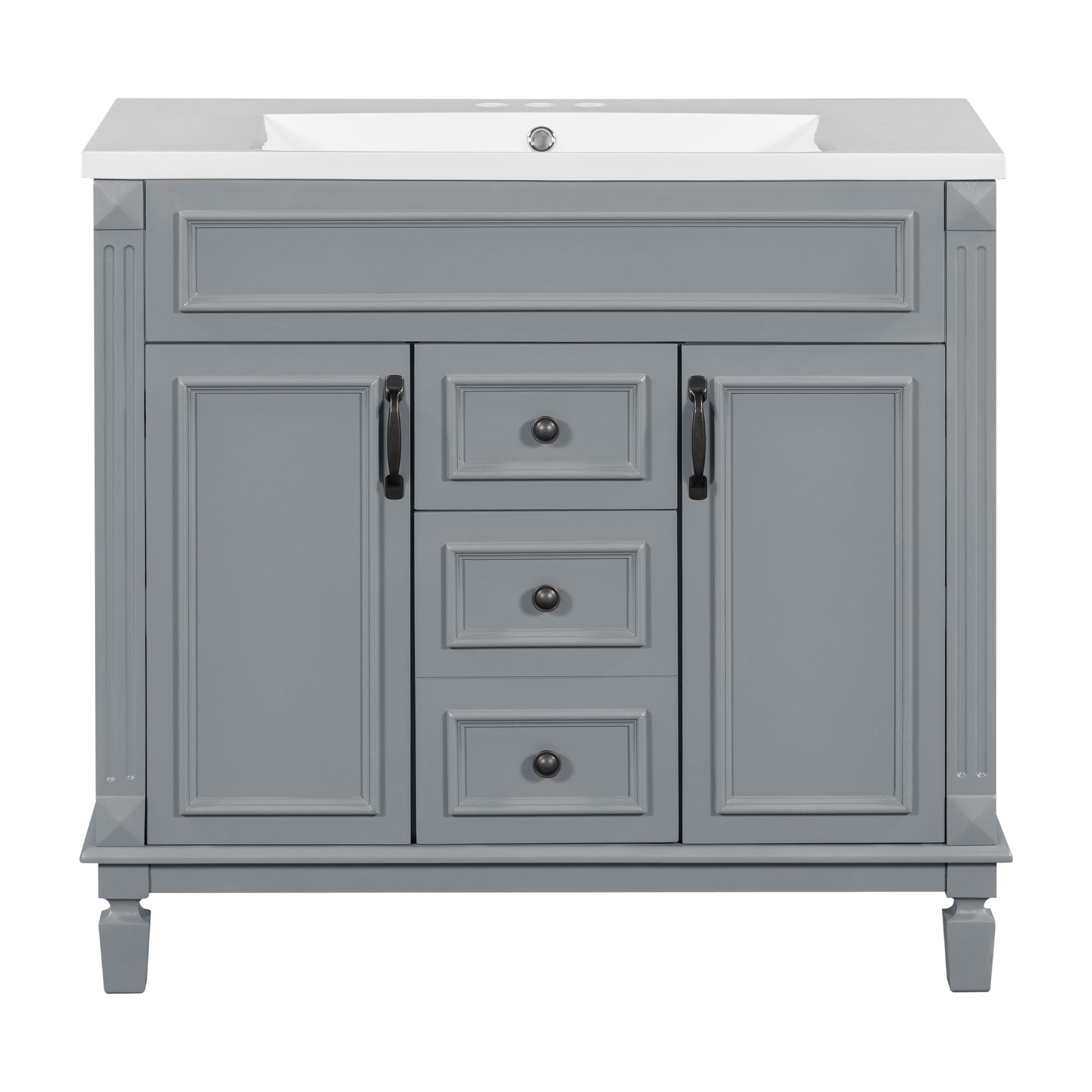 36'' Single Sink Freestanding Bathroom Vanity with 2 Soft Closing Doors and 2 Drawers