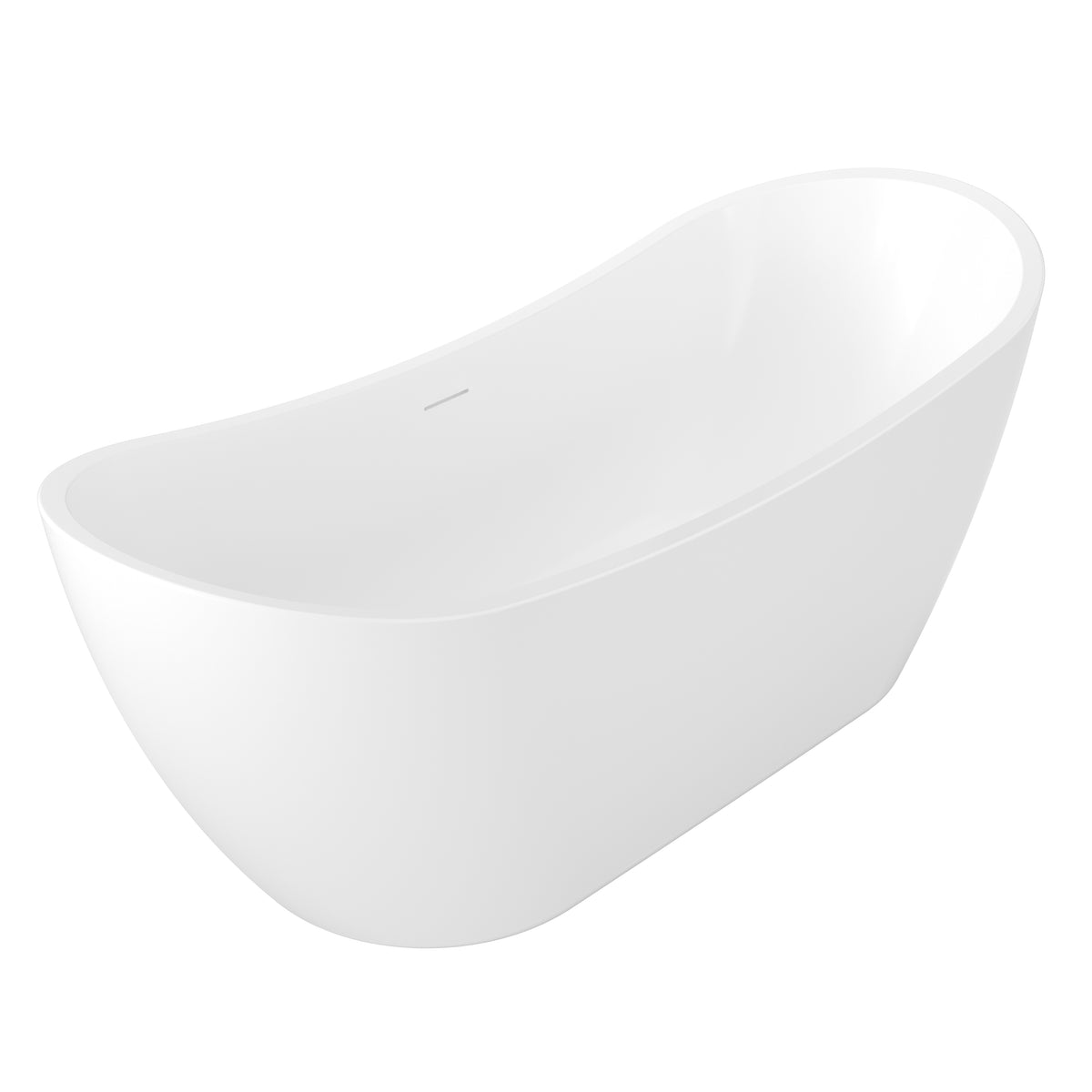 72" Modern Freestanding Double-Slipper Acrylic Bathtub in Glossy White