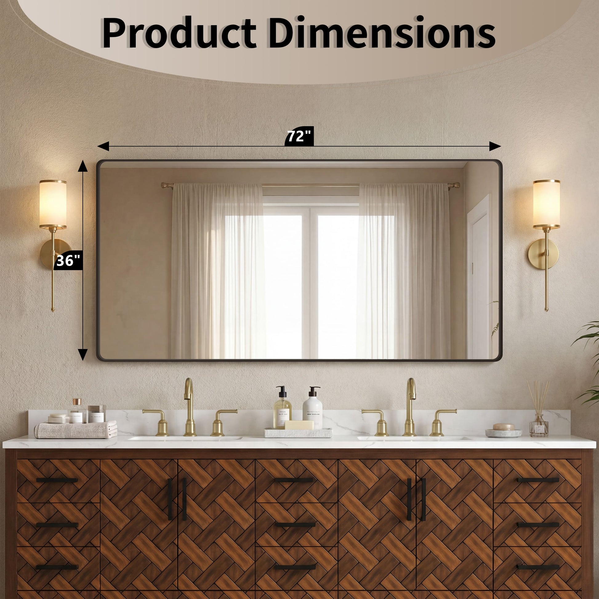 22"-72" W x 28"-40" H 14-Size Modern Aluminum Framed Beveled Bathroom Vanity Mirror with HD Reflection