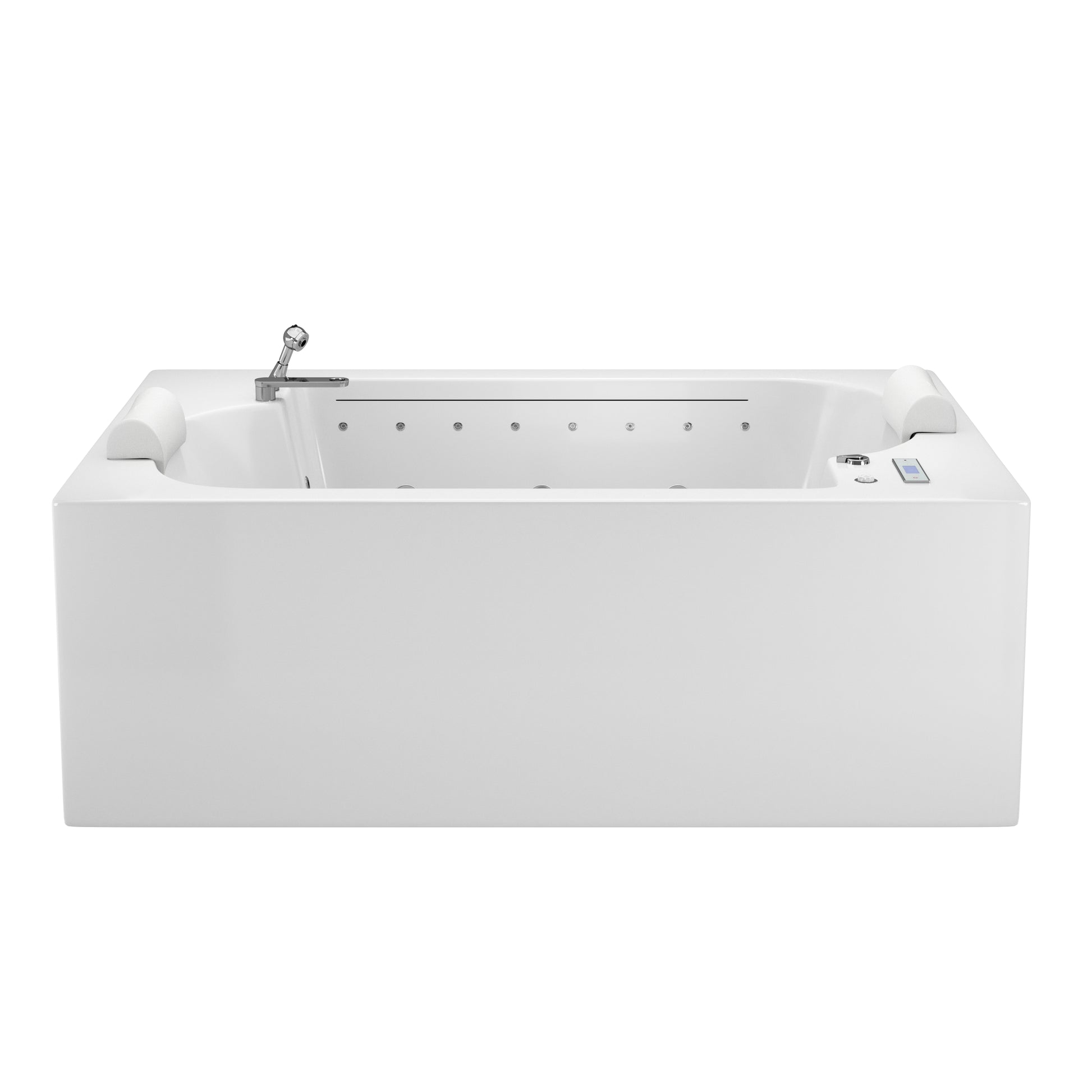 73" Freestanding Dual-Headrest Soaking Tub with Whirlpool, Air Bubble SPA