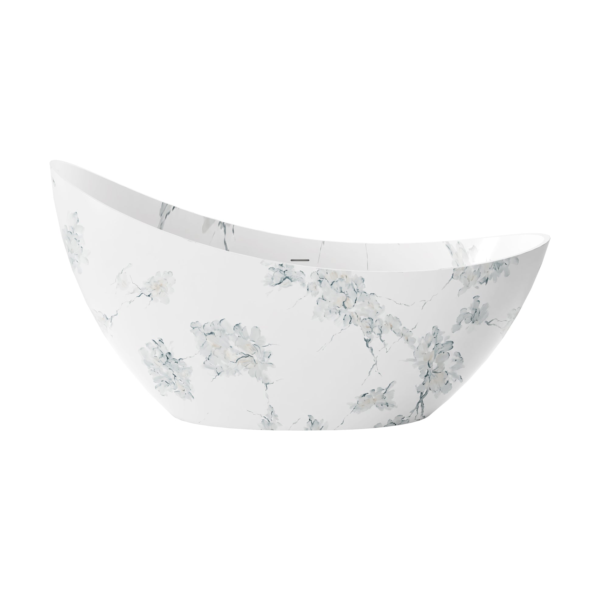 74" Sculptural Freestanding Solid Surface Bathtub with Artistic Ink-Wash Finish - Veinflow
