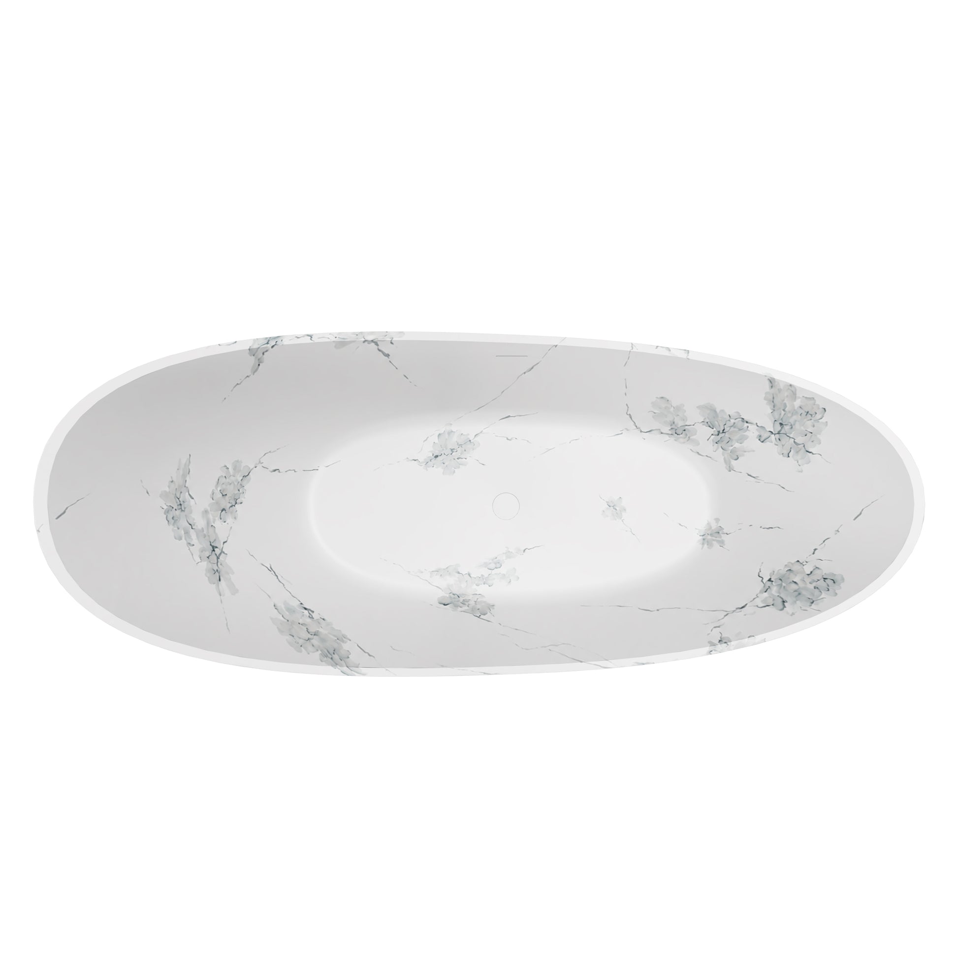 74" Sculptural Freestanding Solid Surface Bathtub with Artistic Ink-Wash Finish - Veinflow