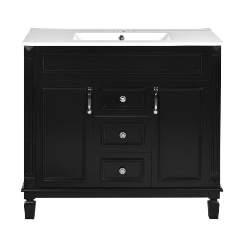 36'' Single Sink Freestanding Bathroom Vanity with 2 Soft Closing Doors and 2 Drawers