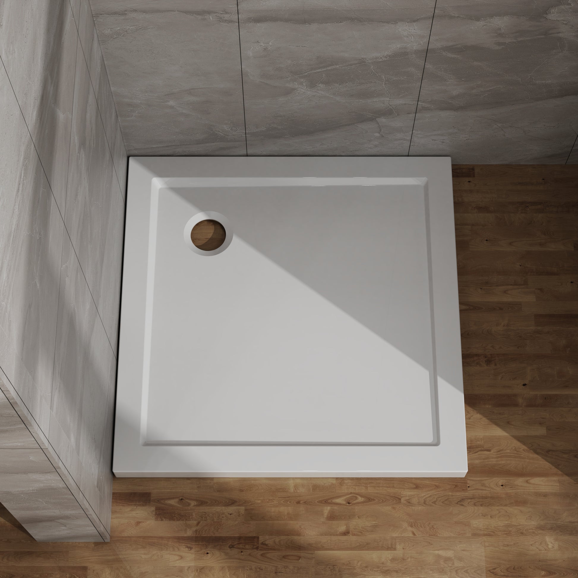 32" x 32" White No-Threshold Shower Base with Corner Drain, Anti-Slip Acrylic Shower Pan