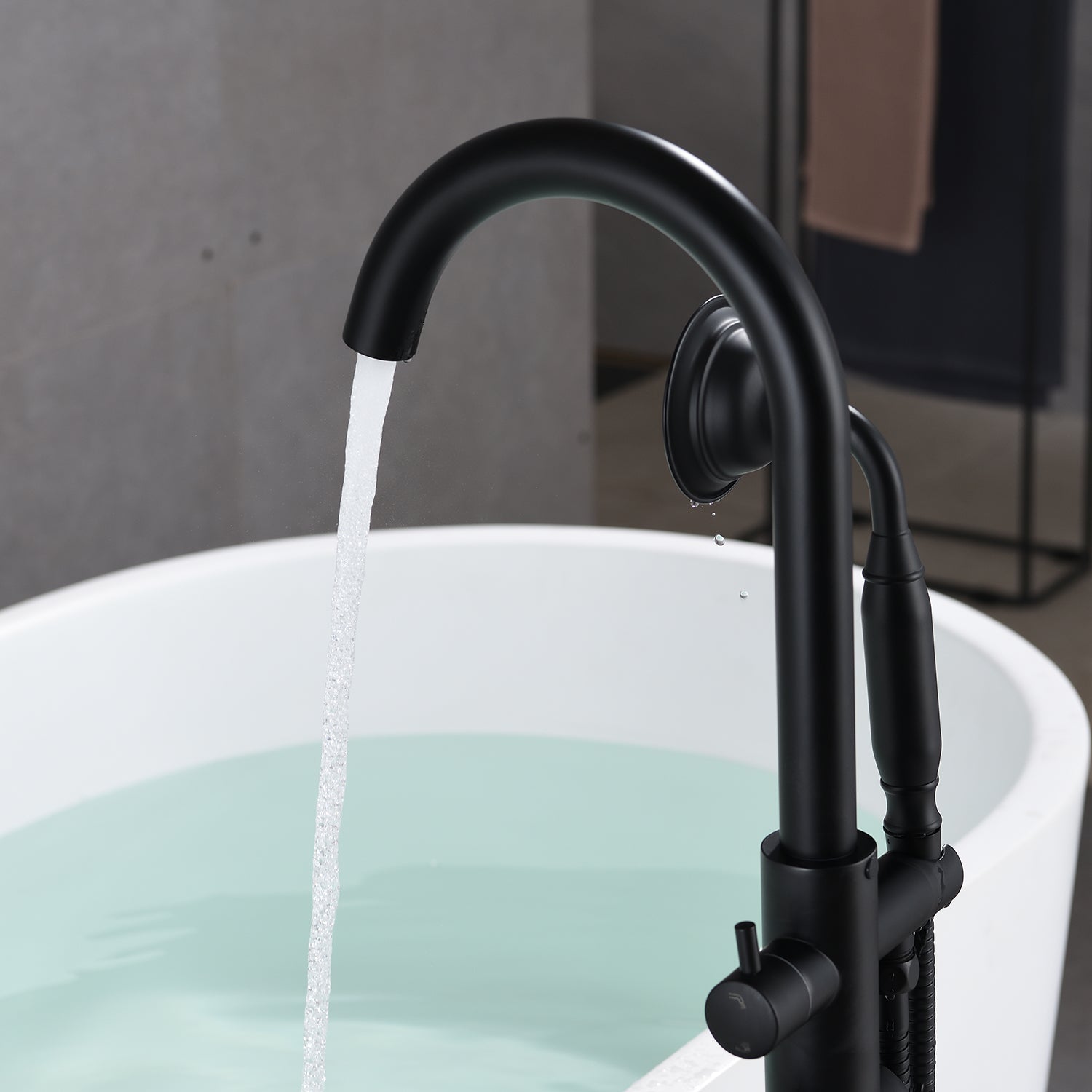6 GPM Freestanding Bathtub Faucet with Hand Held Shower and Double Handle -CASAINC