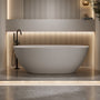 57"/61"/65"/69" Minimalist Solid Surface Freestanding Bathtub in Pine Crest and Shadow Whisper