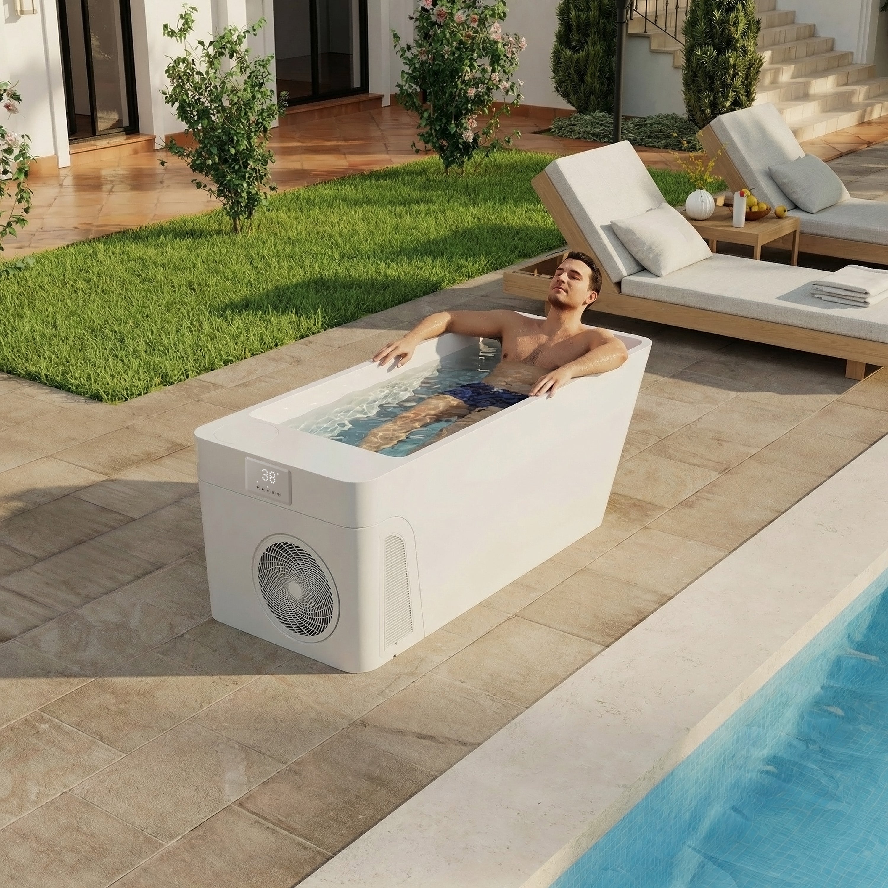 77" All-in-One Cold Tub with Built-In Chiller and Insulated Cover
