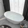 CASAINC 55 in. Solid Surface Free-Standing Bathtub with Centre Drain in Matte White