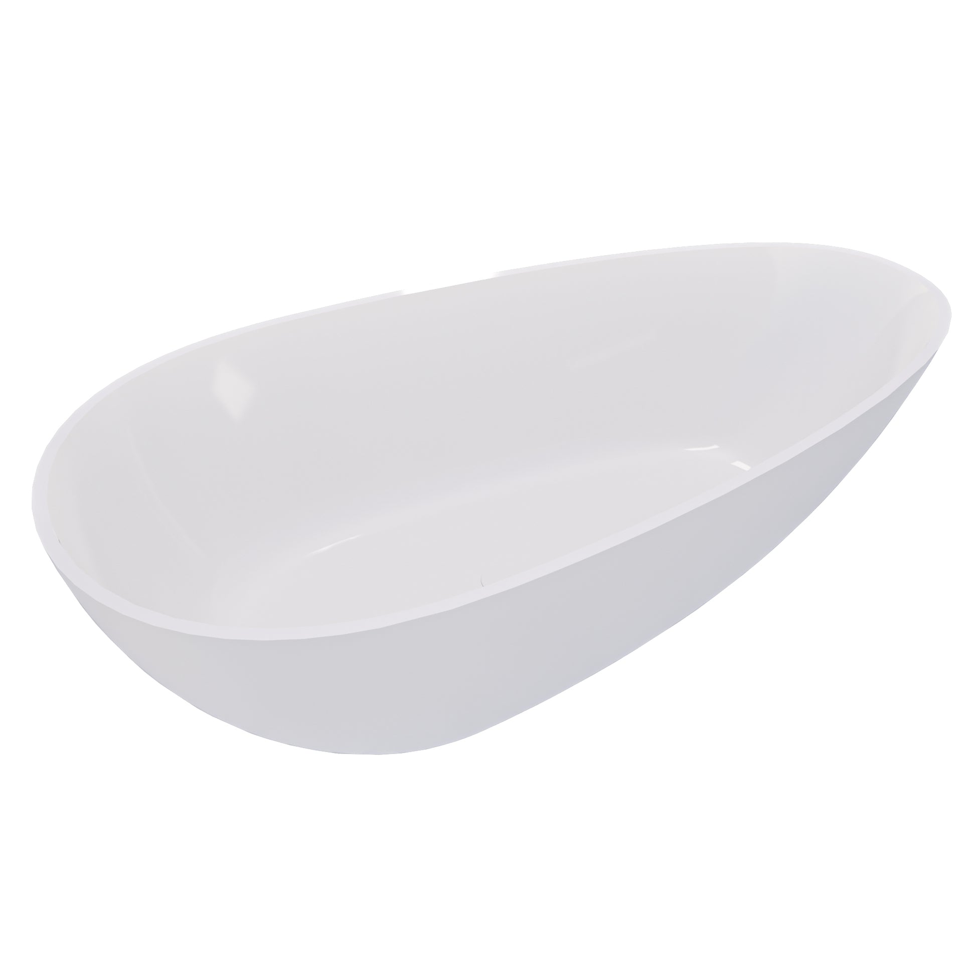 59" Luxury Handcrafted Freestanding Solid Surface Soaking Bathtub in Glossy White