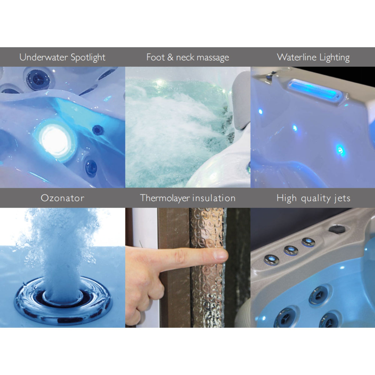 79" × 79" 5-Person Outdoor Hot Tub Spa with Lounge, 51 Jets & Dual 3HP Pumps