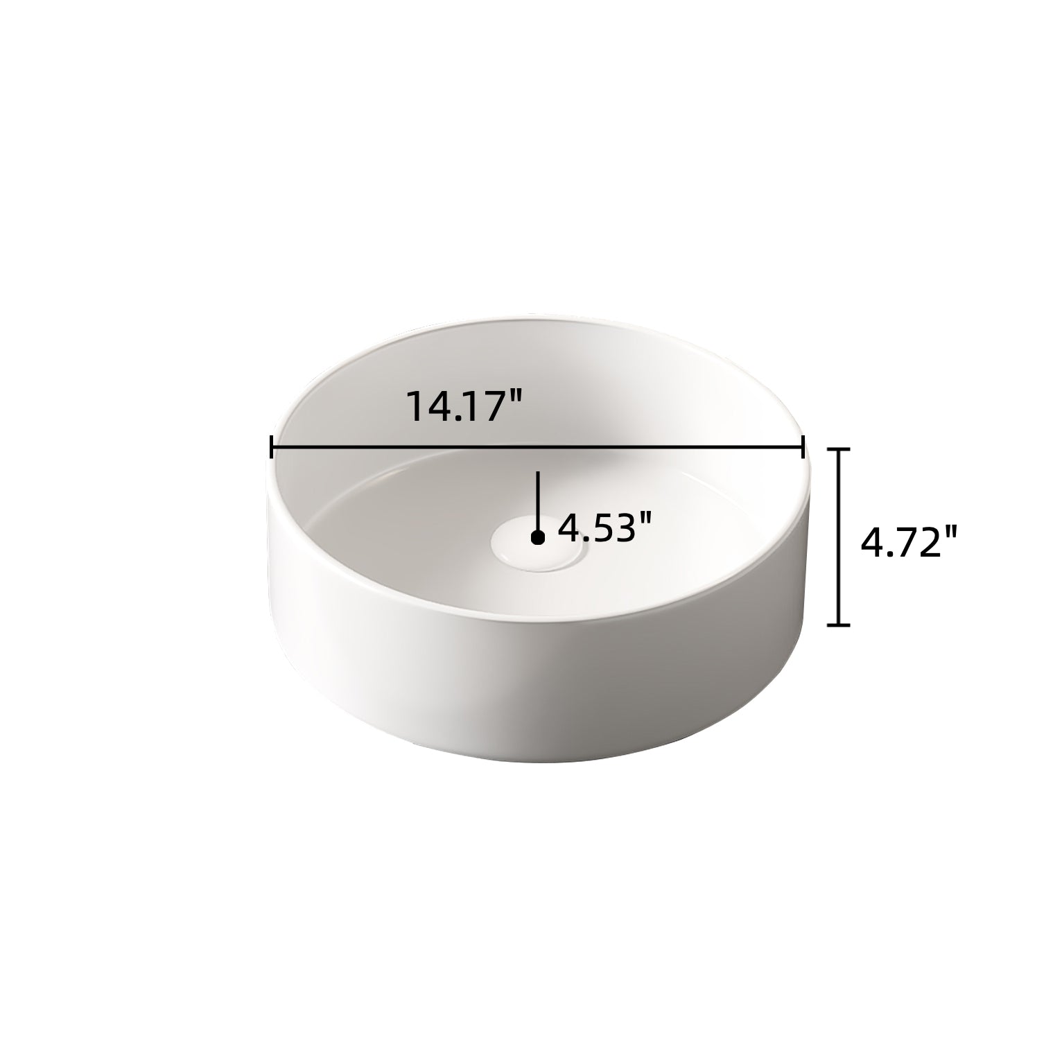14 in. Round Ceramic Vessel Bathroom Sink in Glossy White / Stone Pattern Matte White