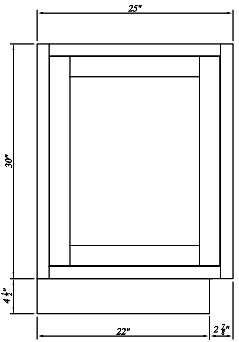 22"/25"W x 30"H x 3/4"D 2-Size Inset Base Decorative Panel - Truffle Brown 