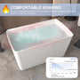 47" Gloss White Acrylic Freestanding Bathtub with Built-In Seat, Invisible Overflow and Chrome Pop-Up Drain